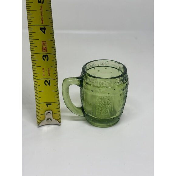VTG Green Glass Mini Beer Barrel Mug – 2.25" Shot Glass / Toothpick Holder - Picture 5 of 5
